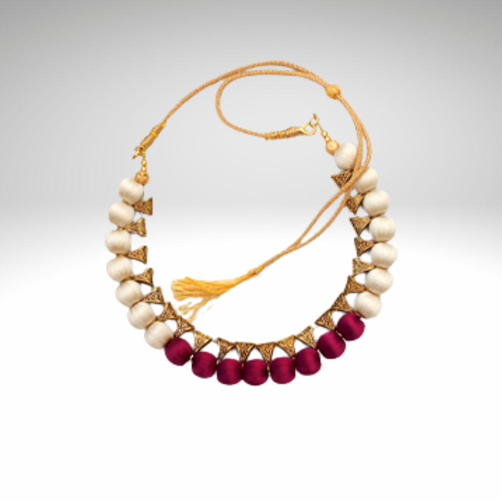 Antique silk thread necklace on sale