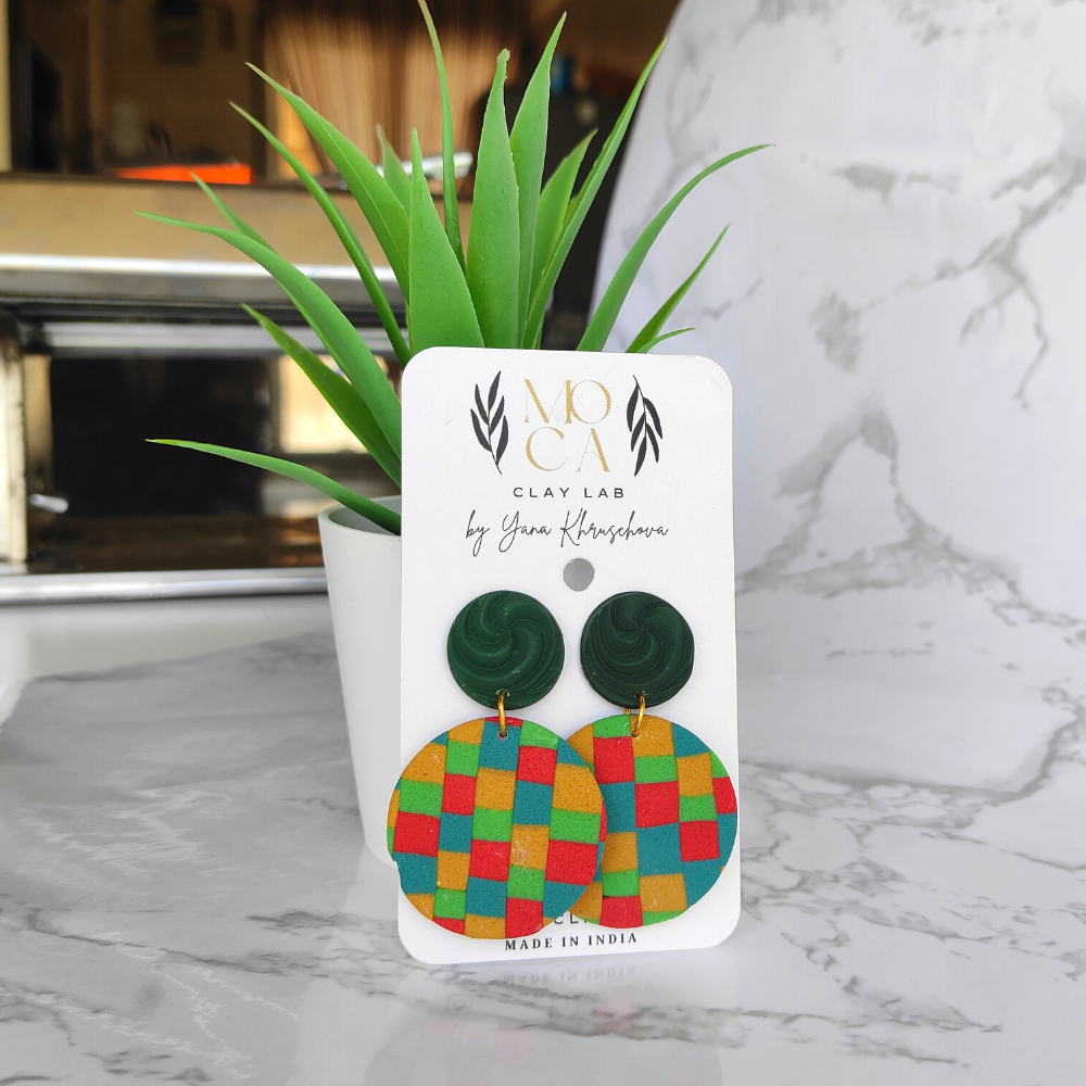 Colorful Chequered Collection Polymer Clay Earrings