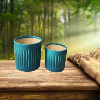 Maatikosh Handcrafted Designer Sky Blue Art Ceramic Planters Pot