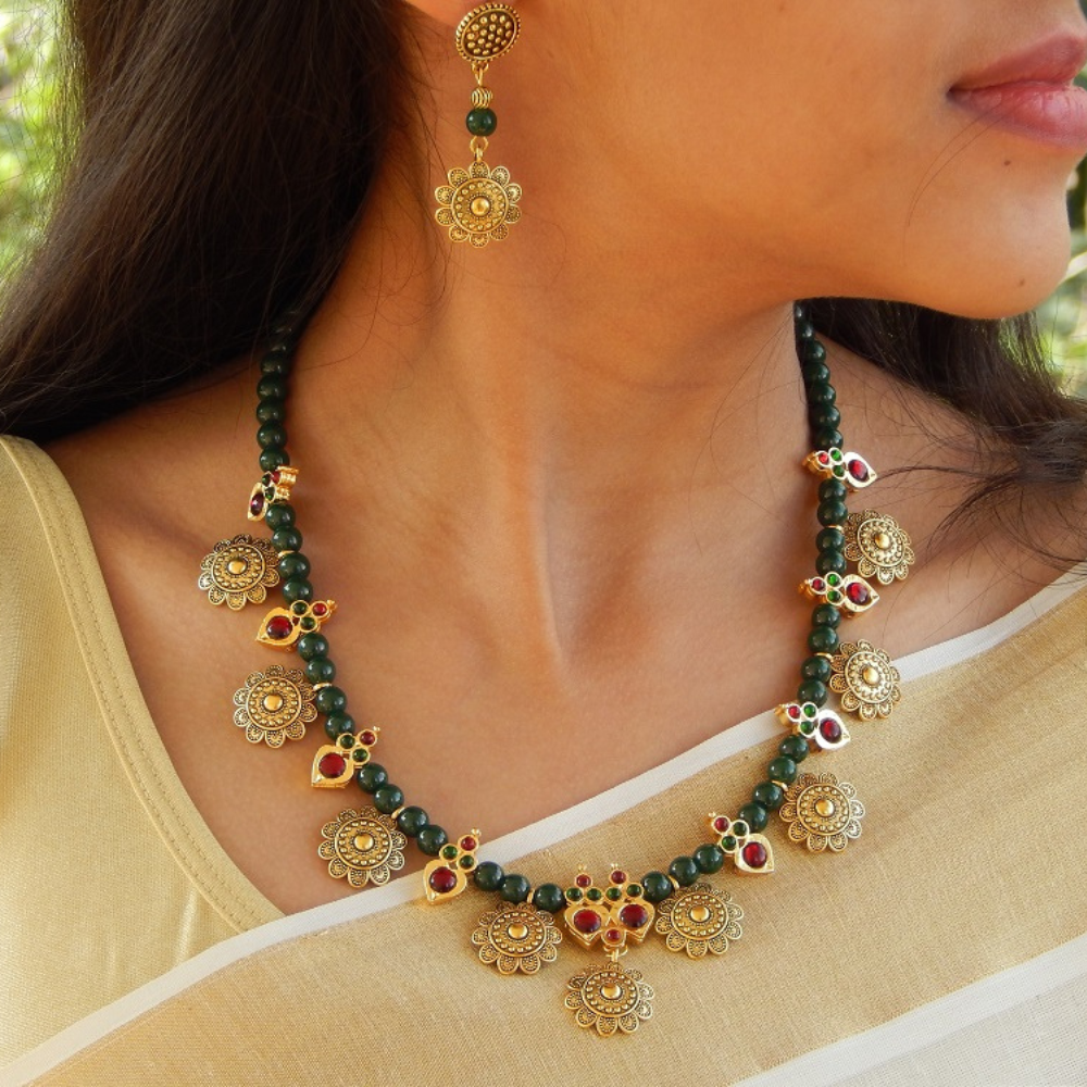 Green Beads Necklace Handmade | Green Bead Necklace Design | Green Beaded  Necklaces - Necklace - Aliexpress