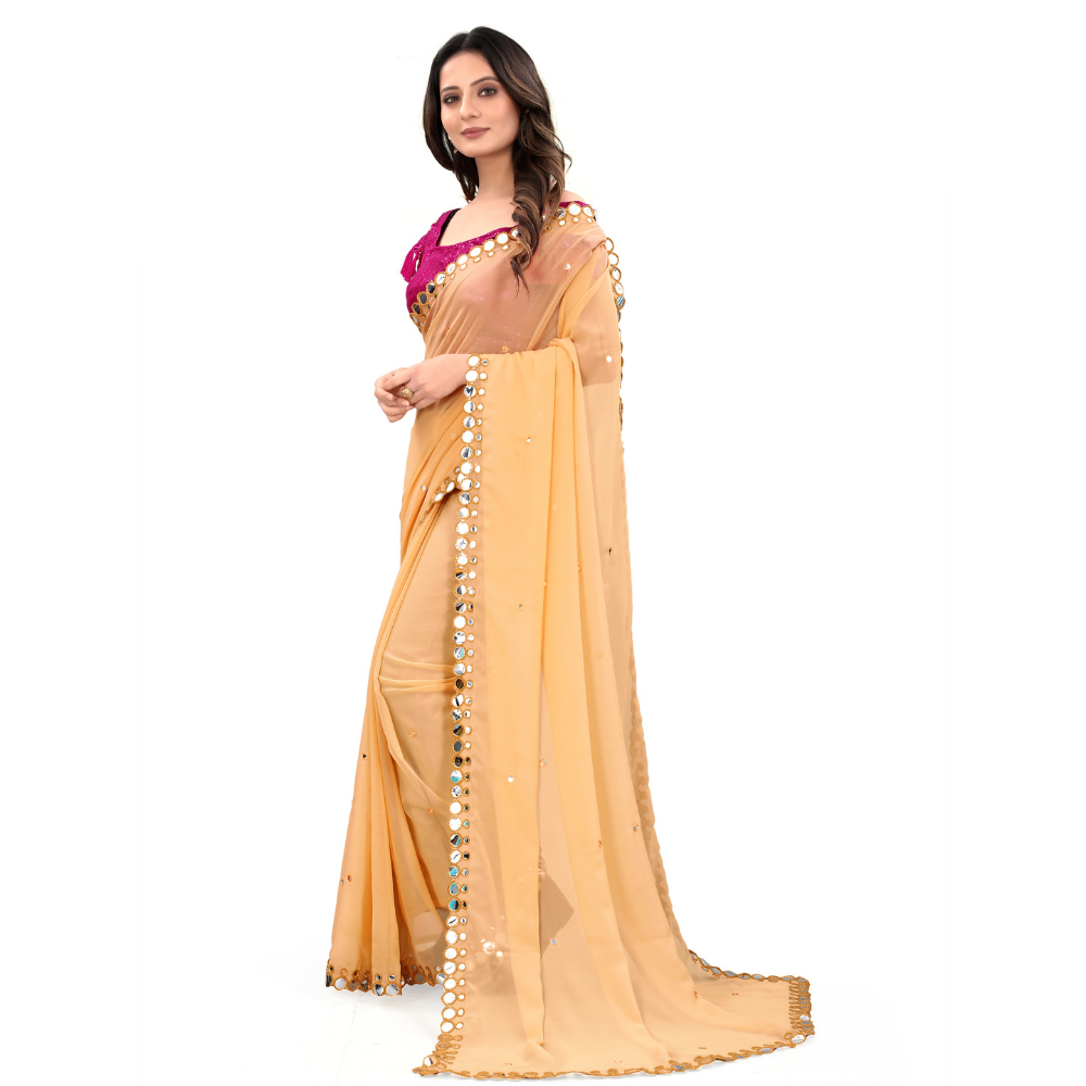 
                  
                    Georgette Beige Colour Saree with Readymade Blouse
                  
                