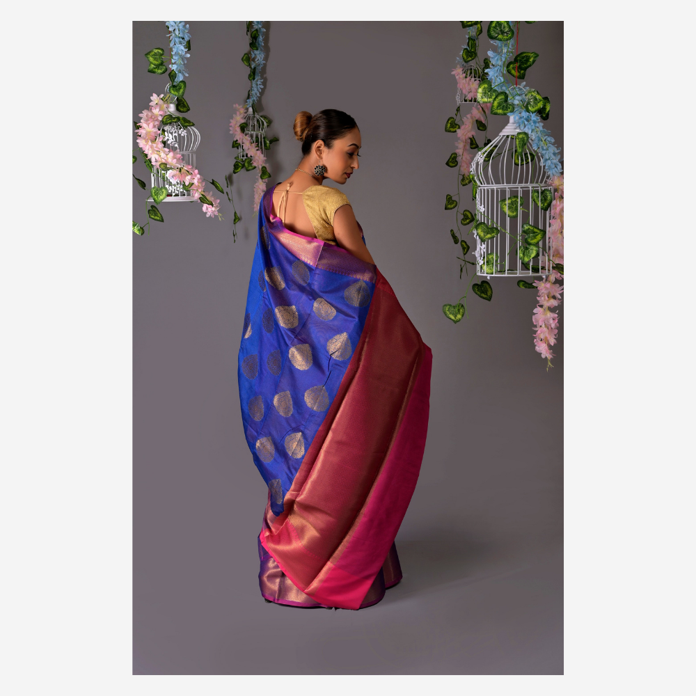 
                  
                    Banarasi Royal Blue Cotton Azeez Silk Saree
                  
                