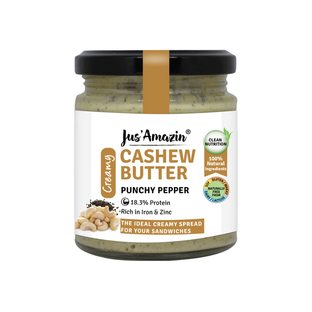 Jus Amazin Creamy Cashew Butter – Punchy Pepper (200g)