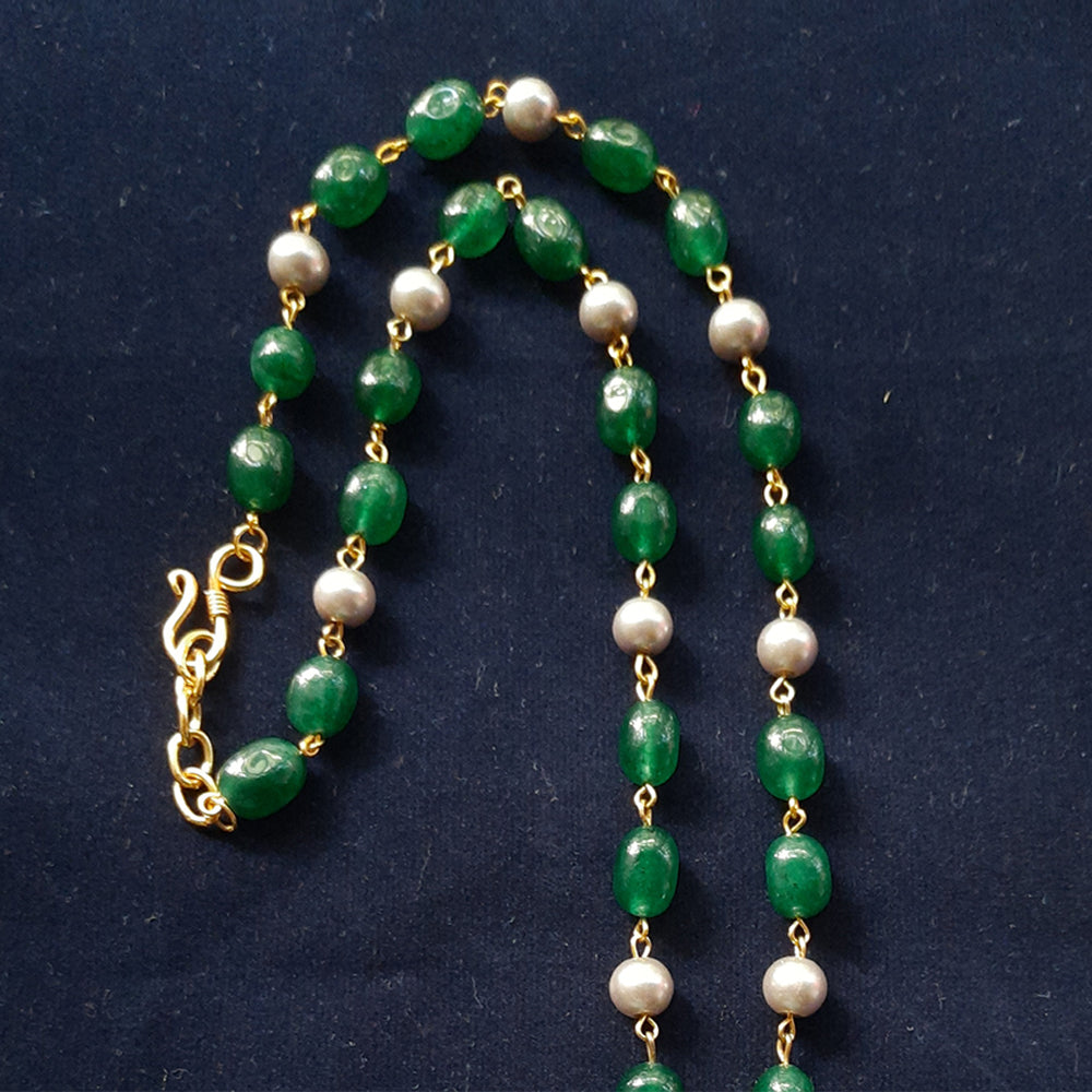 2 Layer (Green) Agate Necklace with Onyx Beads