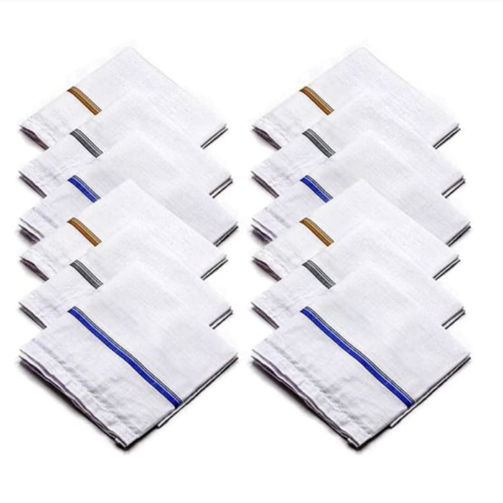 Plain White Handkerchief (Pack of 12)