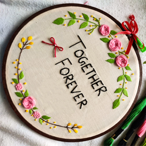 Together Forever - Embroidery Hoop Ring