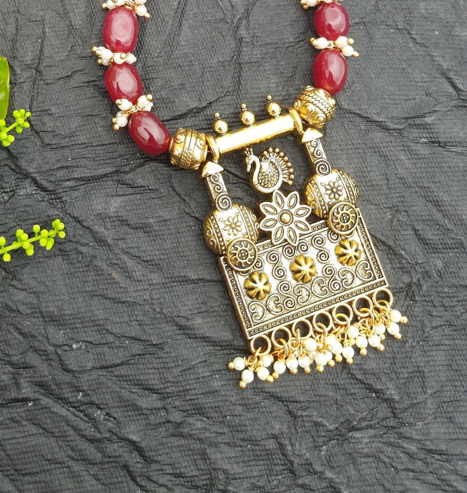 
                  
                    Fancy Ruby Red Quartz Beads Necklace
                  
                