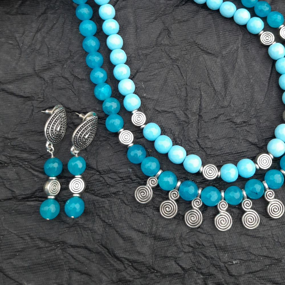 
                  
                    Double Layer Mixed Blue Agate Beads Necklace Set
                  
                