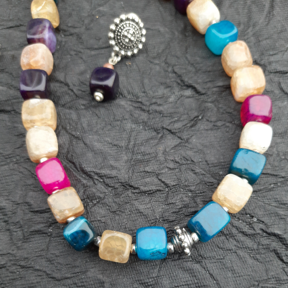 
                  
                    Multi Colour Square Agate Beads Necklace Set
                  
                