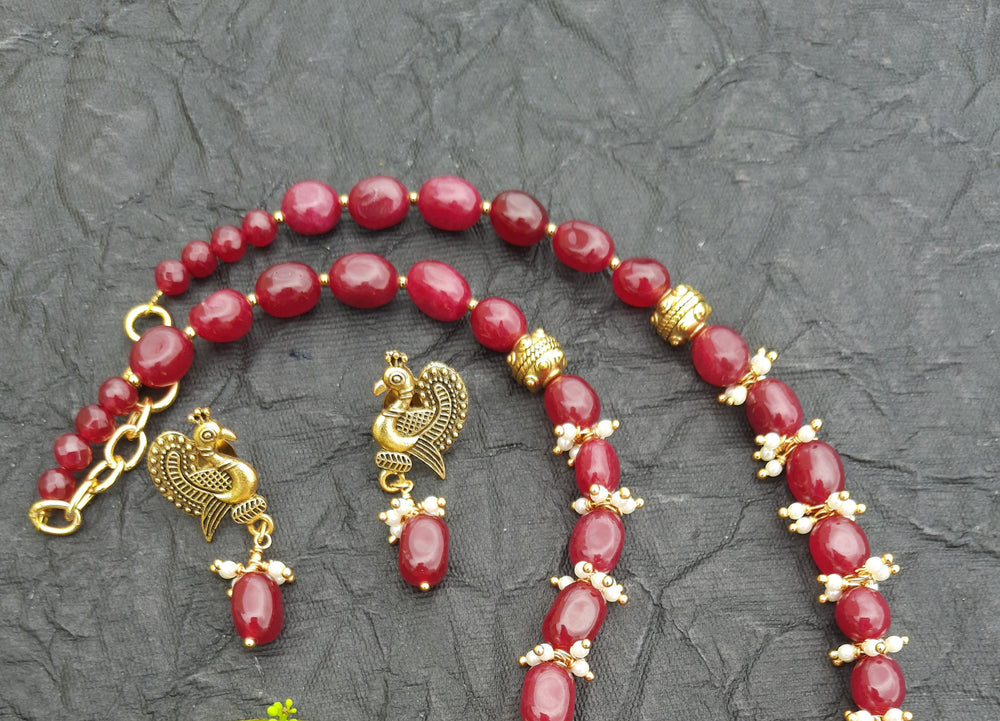 
                  
                    Fancy Ruby Red Quartz Beads Necklace
                  
                