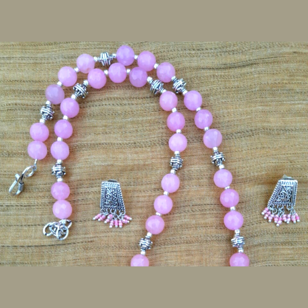 
                  
                    Baby Pink Agate Beads Necklace Set
                  
                