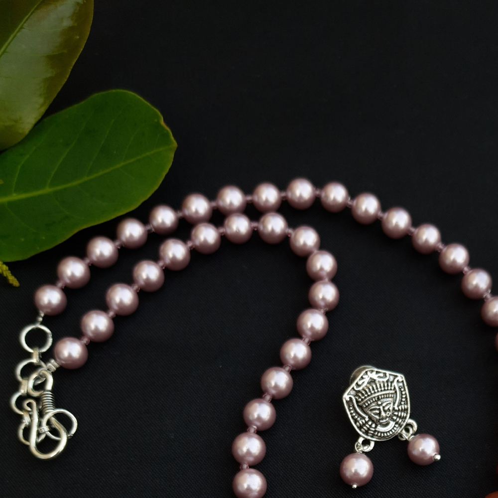 Gemzlane double line grey colour fancy pearl fashion necklace for wome |  Gemzlane