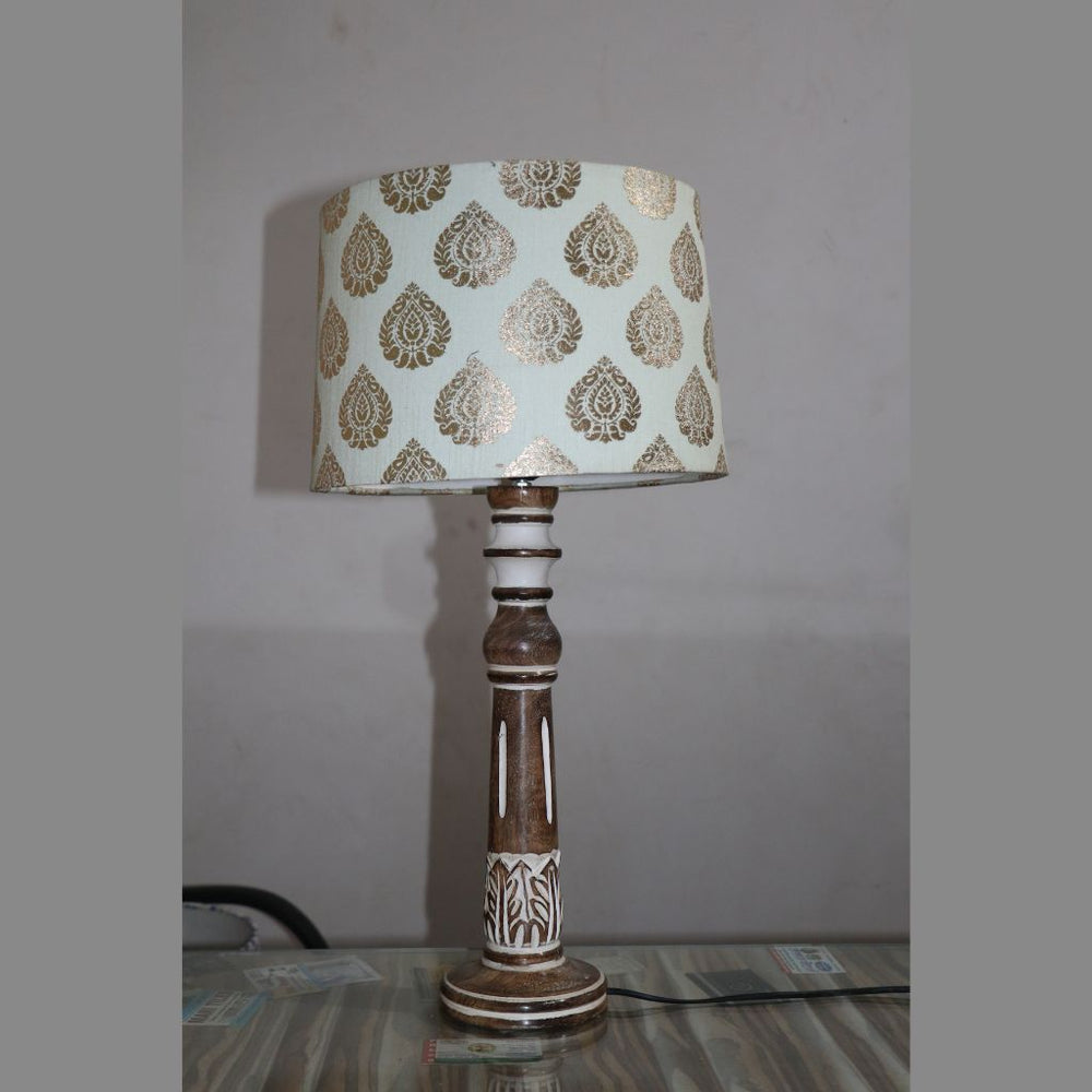 
                  
                    Cute Wooden Nightstand Lamp with Whitewash Finish in White
                  
                