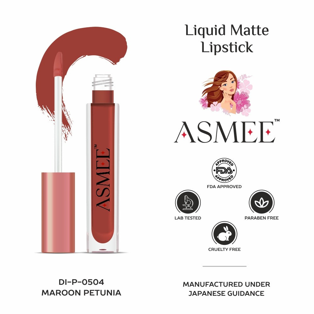 
                  
                    Maroon Petunia - Asmee Liquid Matte Lipstick (4ml)
                  
                