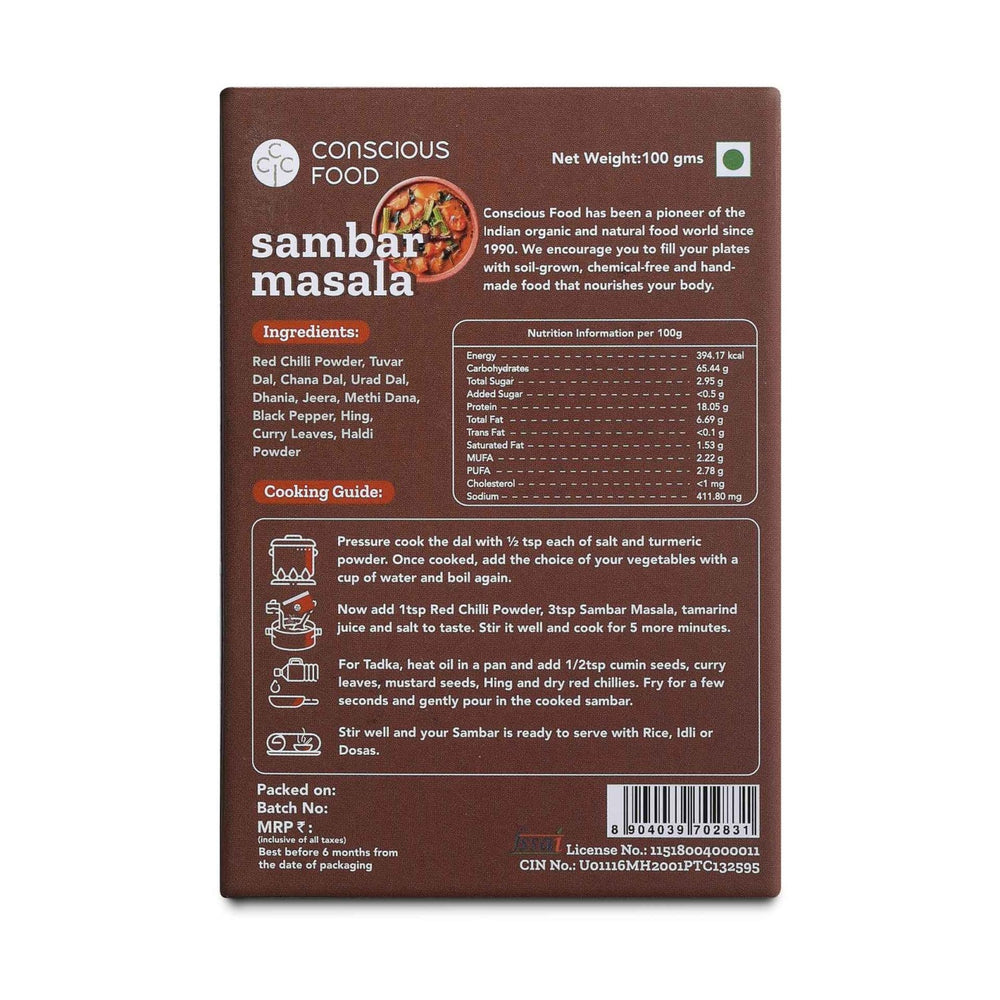 
                  
                    Conscious Food Sambar Masala (200g) - Pack of 2
                  
                