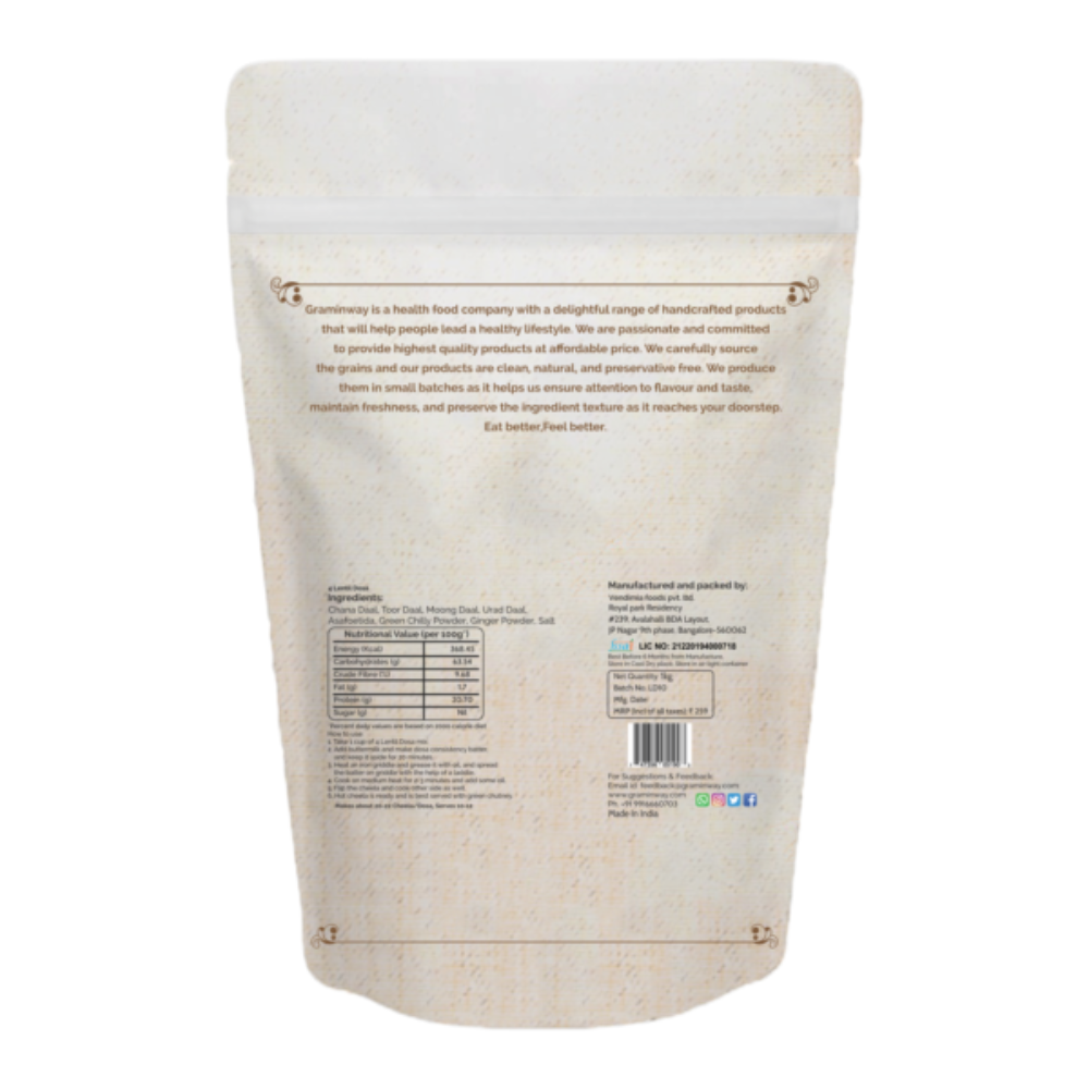 
                  
                    Graminway Gluten-free 4 Lentil Dosa Mix (1kg)
                  
                