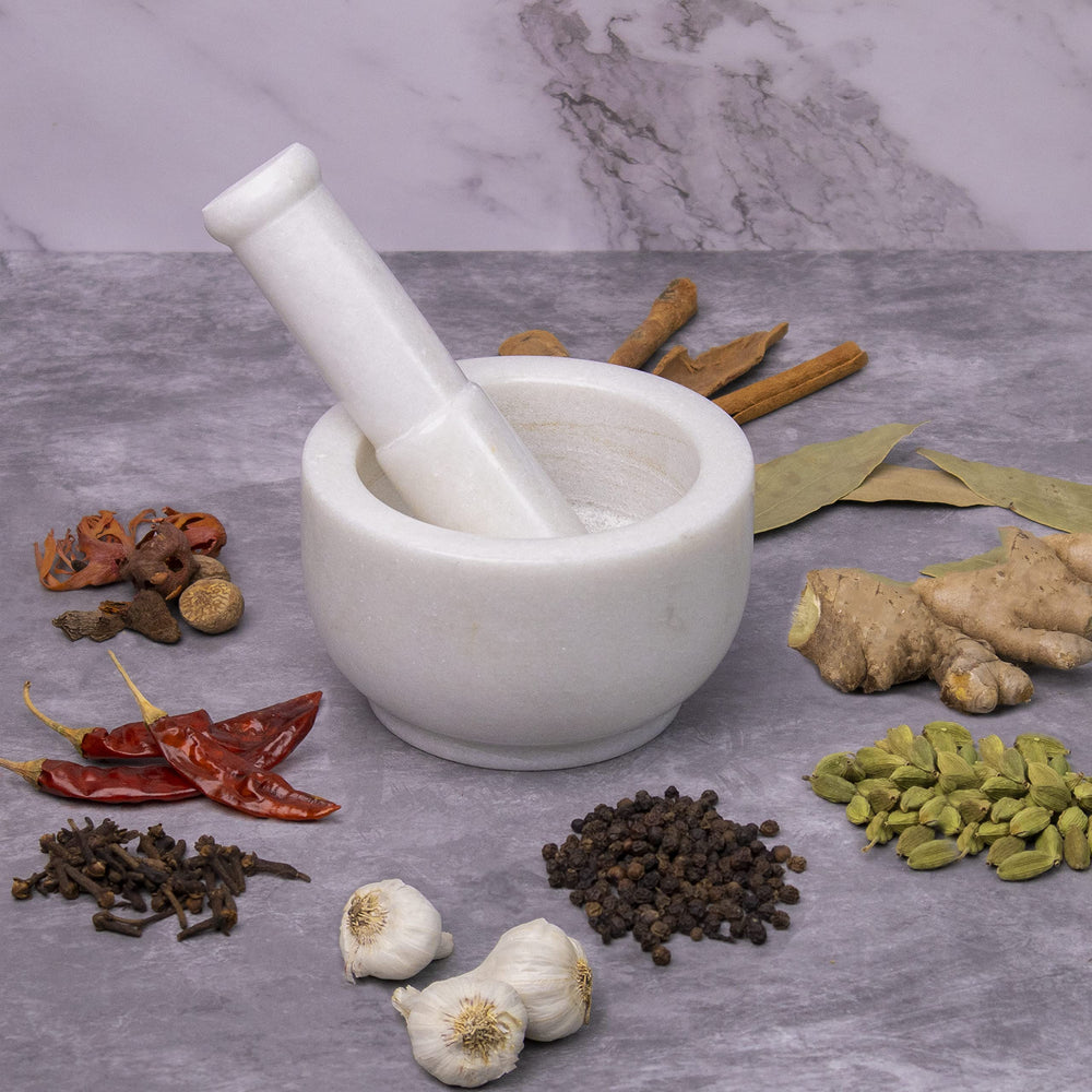 
                  
                    White Marble Mortar and Pestle
                  
                