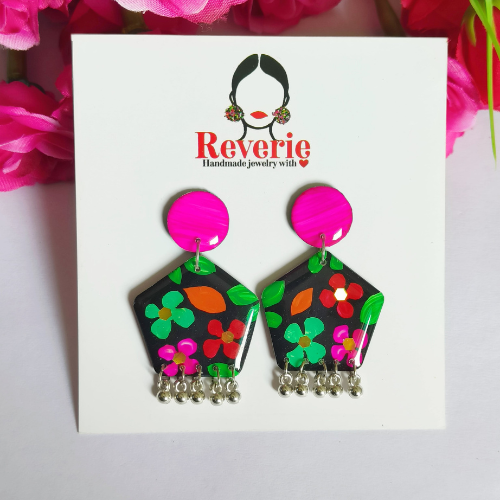 Multicolored Floral Resin Earrings