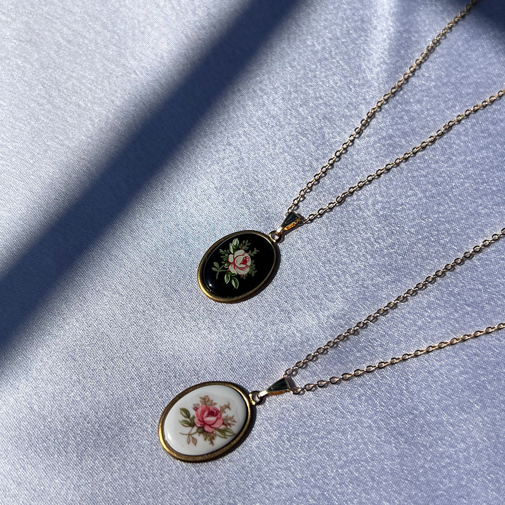 
                  
                    Pink Rose Cabochon Necklace
                  
                