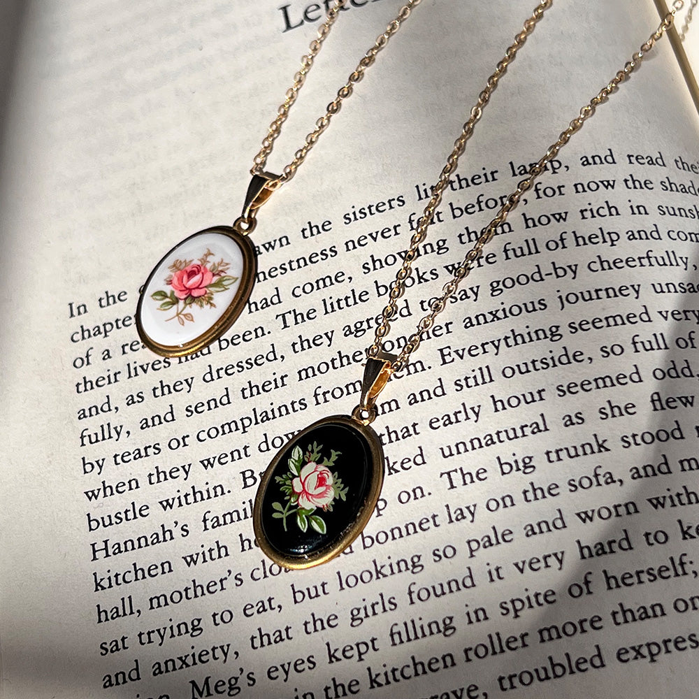 
                  
                    Pink Rose Cabochon Necklace
                  
                