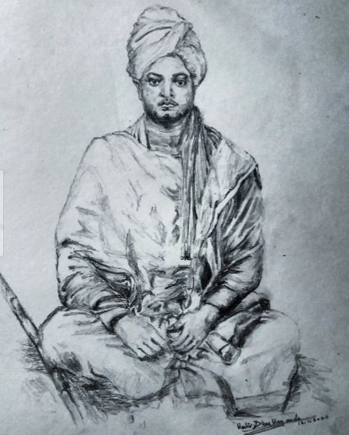 Pencil Sketch Of Swami Vivekananda  DesiPainterscom