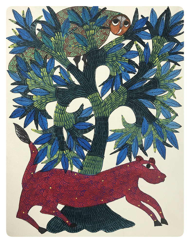 
                  
                    Traditional Gond Art Animal Tree Painting
                  
                