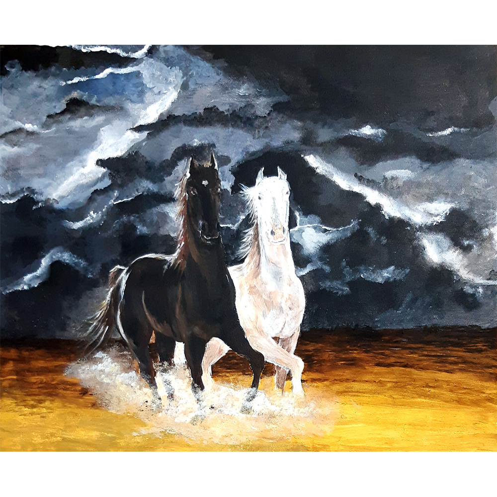 
                  
                    Black and White Horse Canvas Painting
                  
                