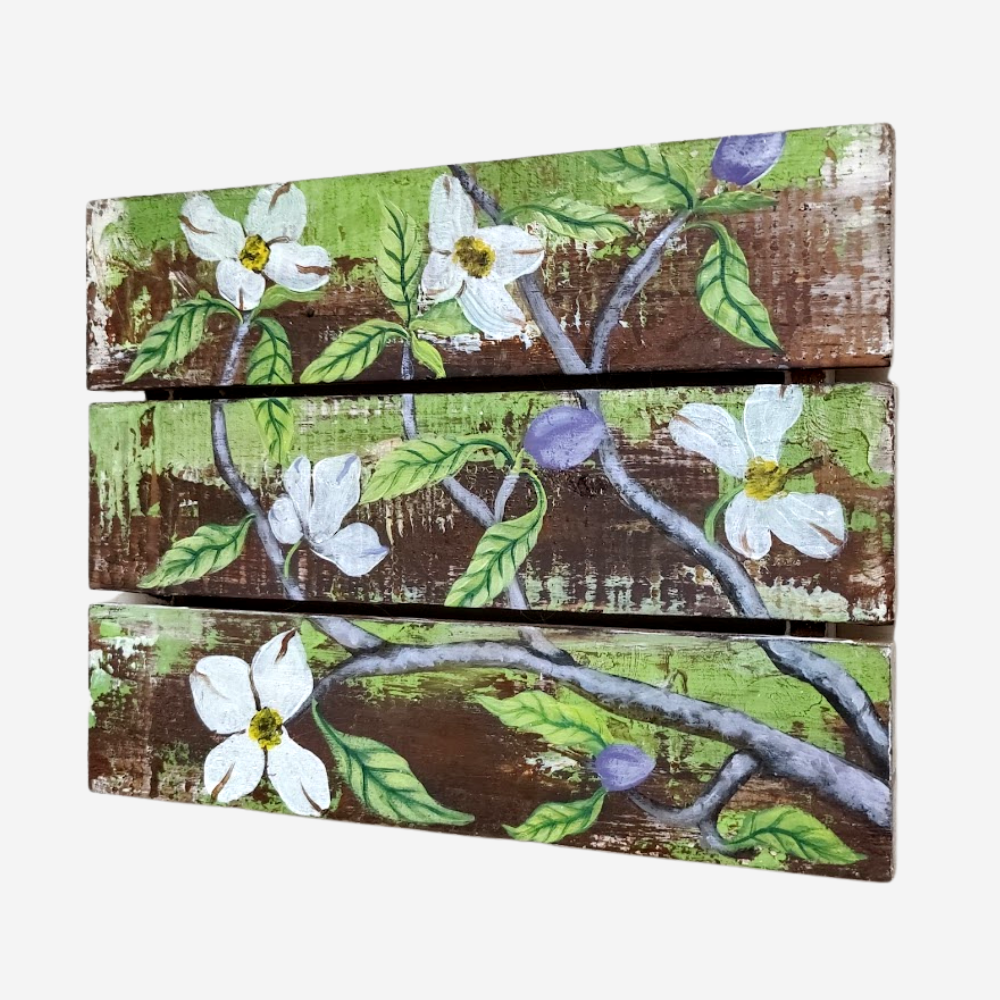 
                  
                    Magnolia Flowers on Wooden Panels
                  
                