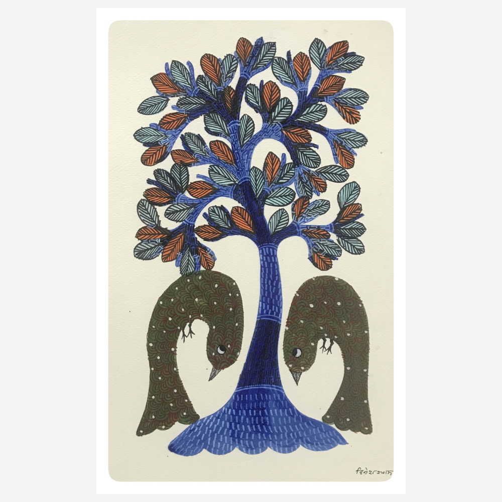 
                  
                    Traditional Gond Art Animals under Purple Tree Painting
                  
                