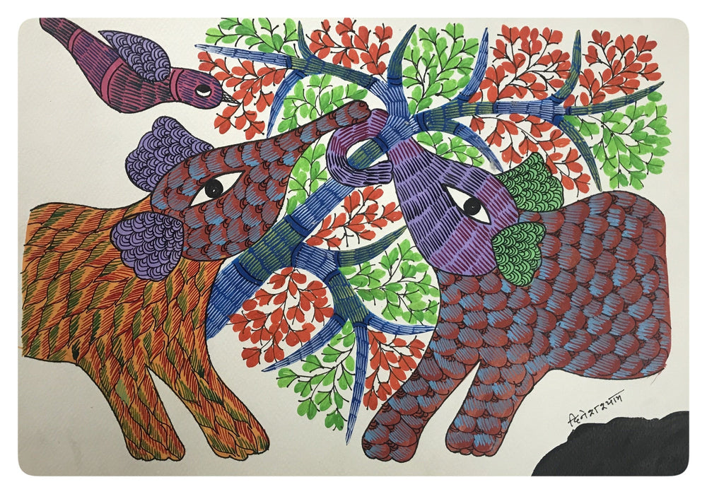 
                  
                    Traditional Gond Art Colorful Elephant Painting
                  
                