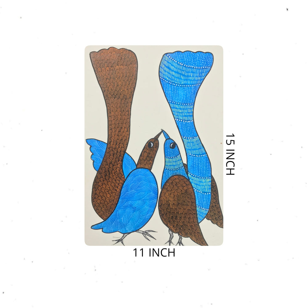 
                  
                    Traditional Gond Art Peacock Pair Painting
                  
                