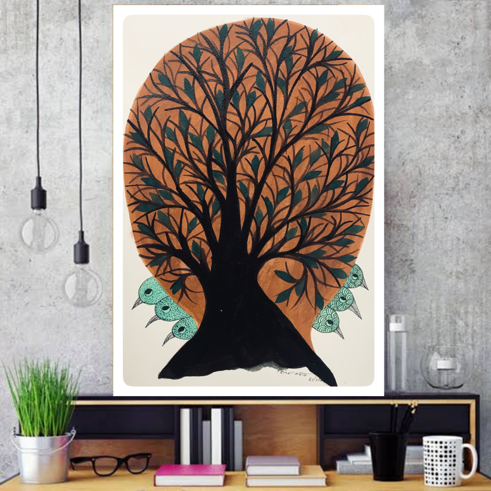 
                  
                    Traditional Gond Art Black Tree Painting
                  
                
