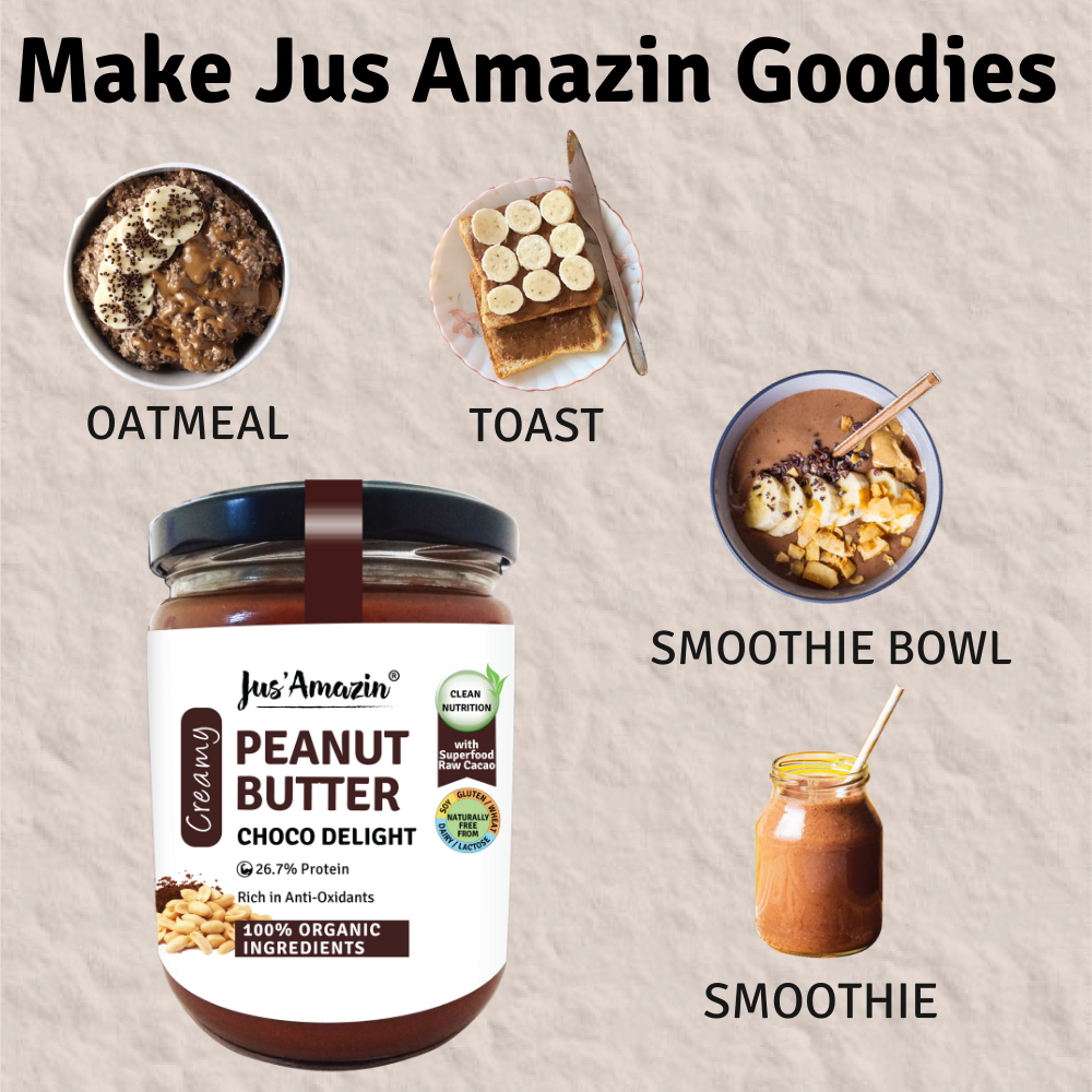 
                  
                    Jus Amazin Creamy Organic Peanut Butter – Choco Delight (500g)
                  
                