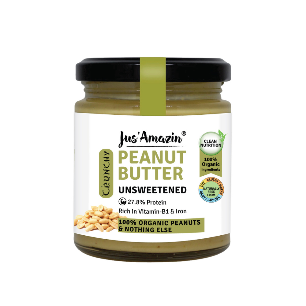 Jus Amazin Crunchy Organic Peanut Butter - Unsweetened (200g)