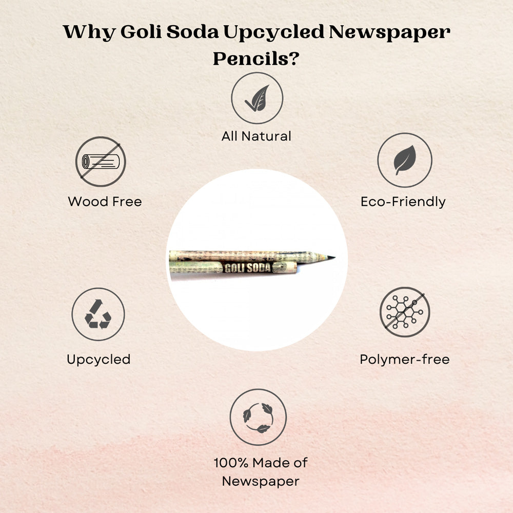 
                  
                    Goli Soda Upcycled Plain Newspaper Pencils (Pack of 5)
                  
                