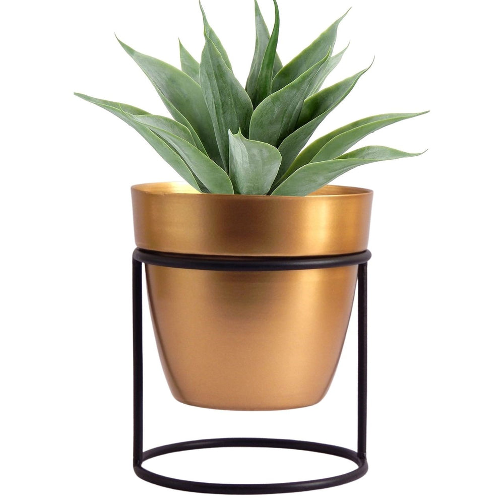 
                  
                    ecofynd Amy Gold Metal Planter Pot with Black Stand
                  
                