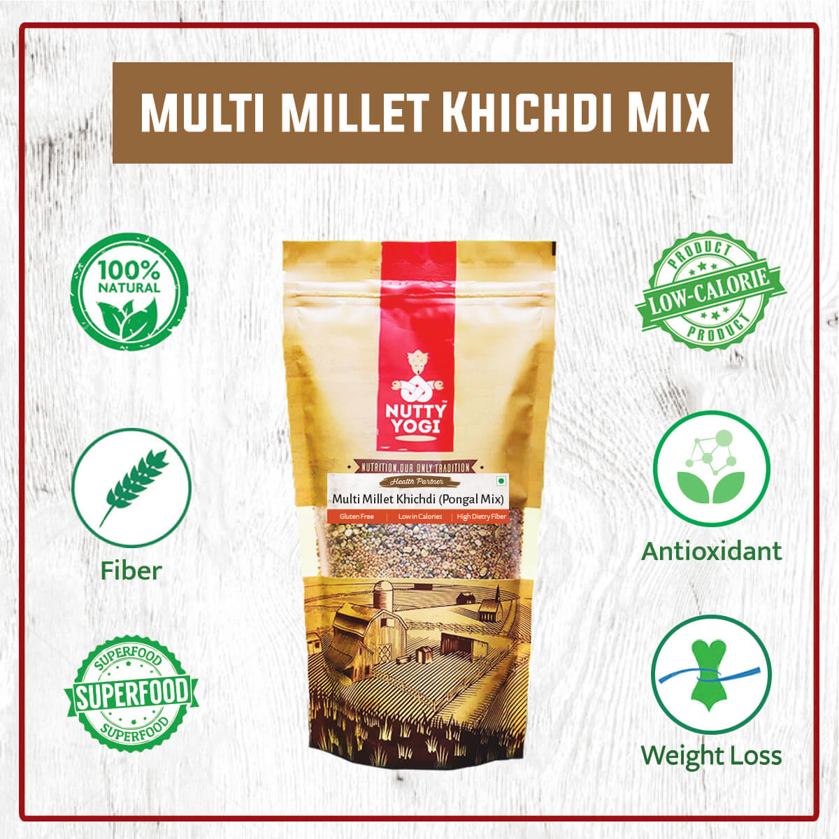 
                  
                    Nutty Yogi Multi Millet Khichdi Mix/Pongal Mix (500g)
                  
                