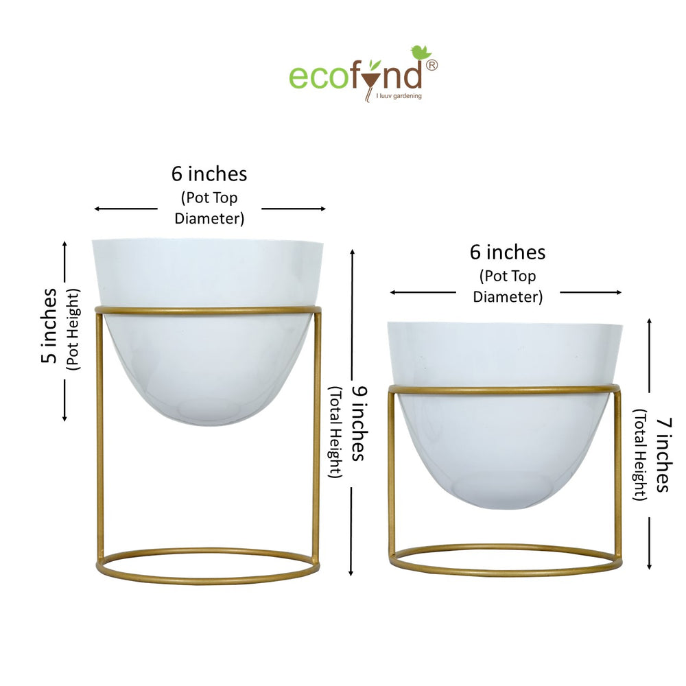 
                  
                    ecofynd White Alle Metal Plant Pot with Stand (Set of 2)
                  
                