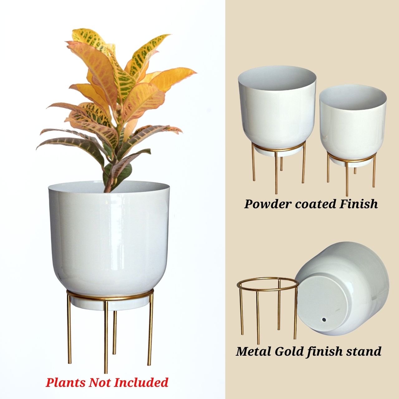 
                  
                    ecofynd White Eva Metal Plant Pot with Stand (Set of 2)
                  
                