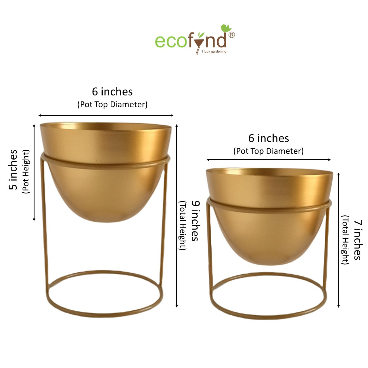 
                  
                    ecofynd Golden Alle Metal Plant Pot with Stand (Set of 2)
                  
                