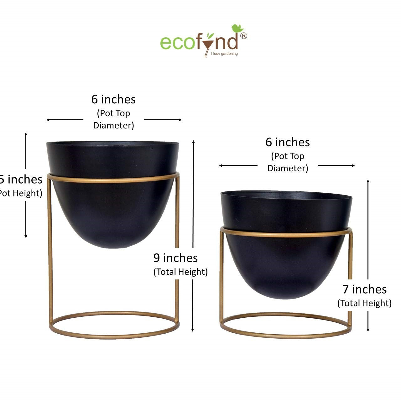 
                  
                    ecofynd Black Alle Metal Plant Pot with Stand (Set of 2)
                  
                