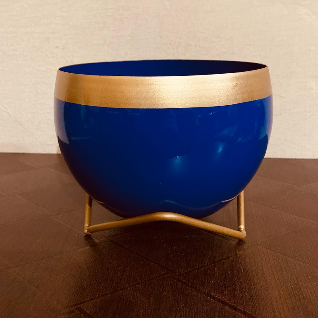 
                  
                    Blue Gold Metal Pot
                  
                