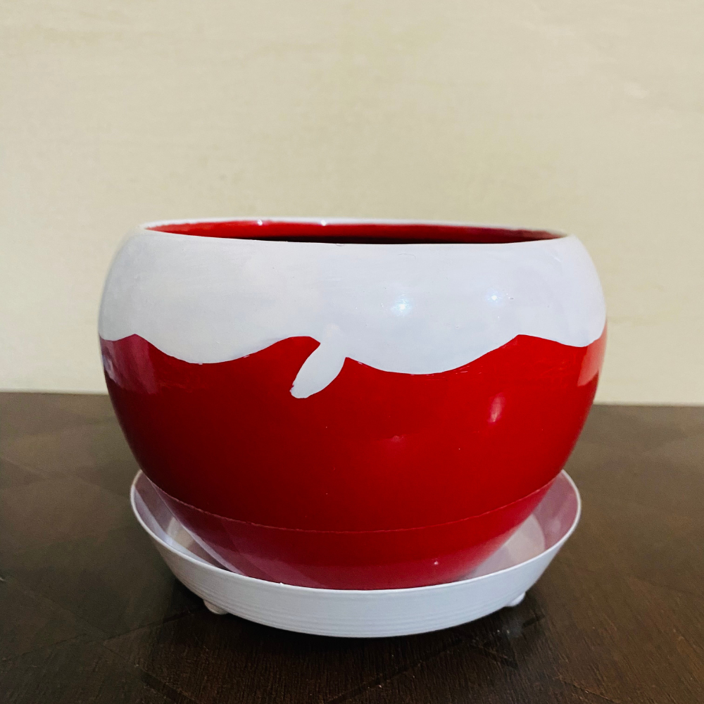 Designer Red Apple Shape Metal Pot