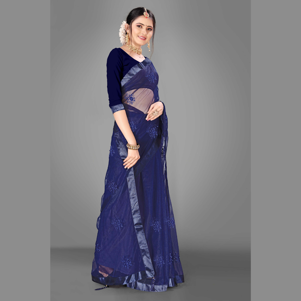 
                  
                    Embroidered Party Net Saree
                  
                