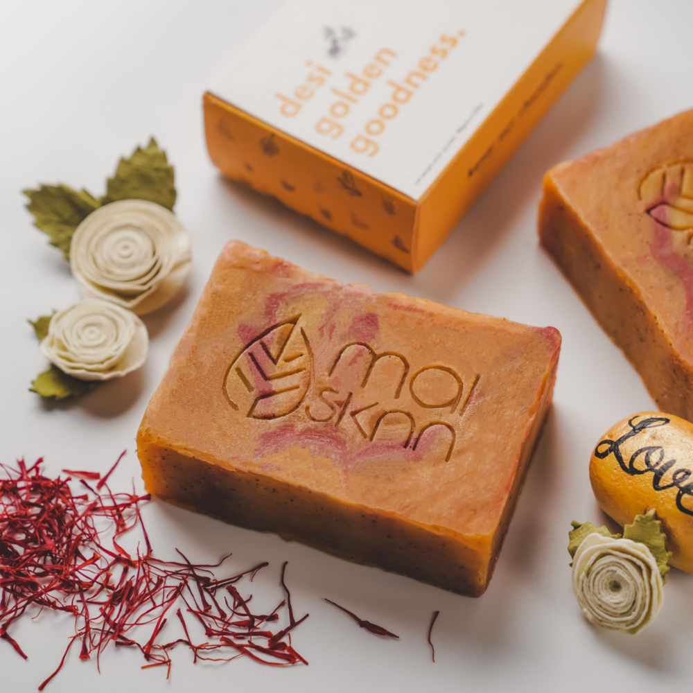 
                  
                    Desi Golden Goodness Kesar and Chandan Handmade Artisanal Soap (100g)
                  
                