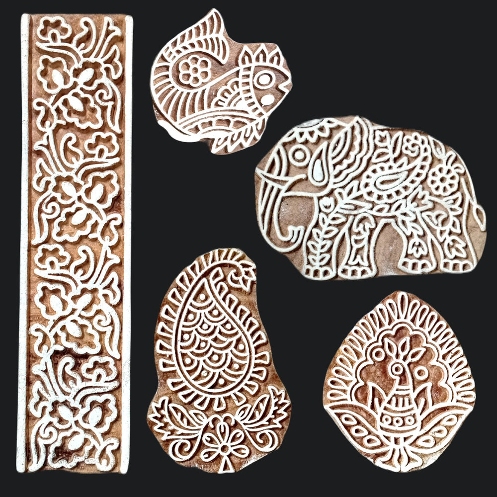 ecofynd Wood Block Multi Print Stamps (Set of 5)