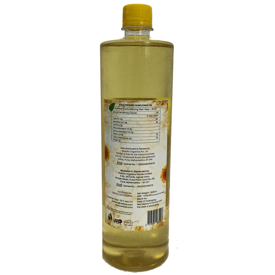 
                  
                    Vedaaz Cold Press Sunflower Oil (1000ml)
                  
                