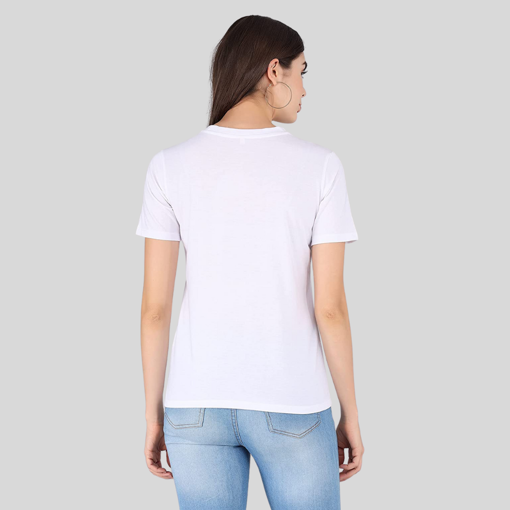 
                  
                    White Round Neck T-shirt for Ladies
                  
                