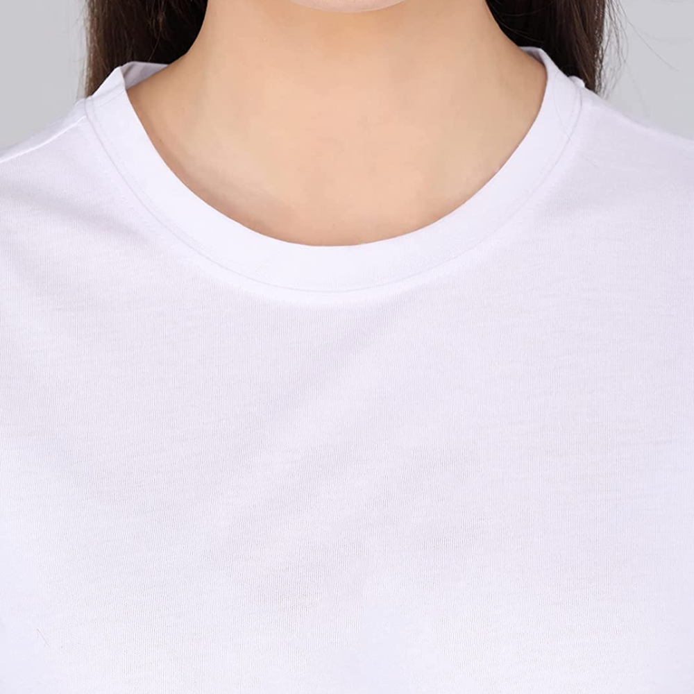 
                  
                    White Round Neck T-shirt for Ladies
                  
                