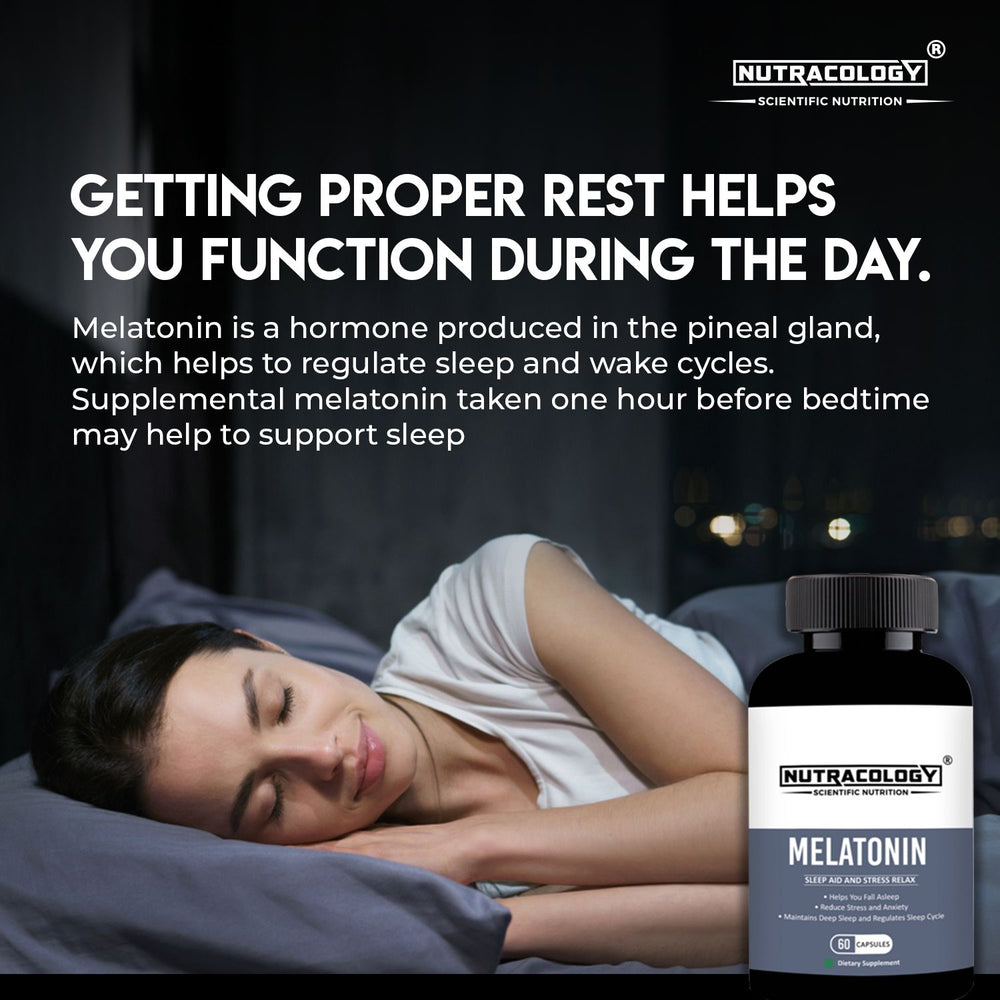 
                  
                    Nutracology Melatonin 3mg Sleep Aid and Stress Relax Sleeping Aid Pills For Deep sleep and Healthy Sleep Cycle (60 Capsules)
                  
                